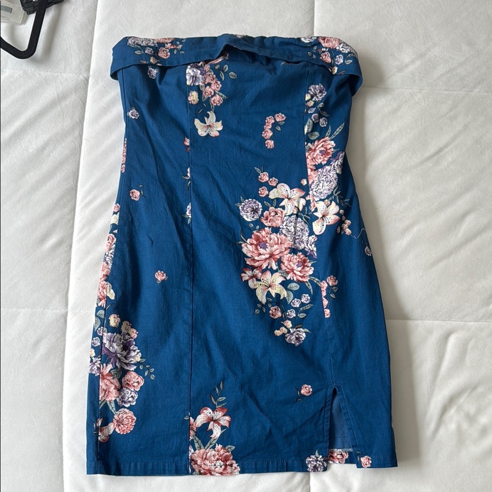 Hello Molly Blue Strapless Sheath Dress